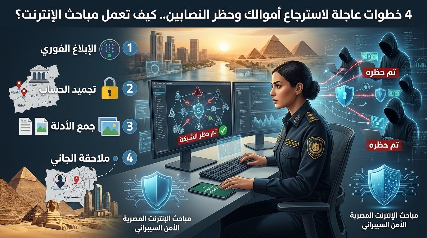 “4 خطوات عاجلة لاسترجاع أموالك وحظر النصابين.. كيف تعمل مباحث الإنترنت؟”